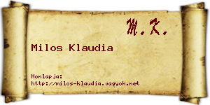 Milos Klaudia névjegykártya
